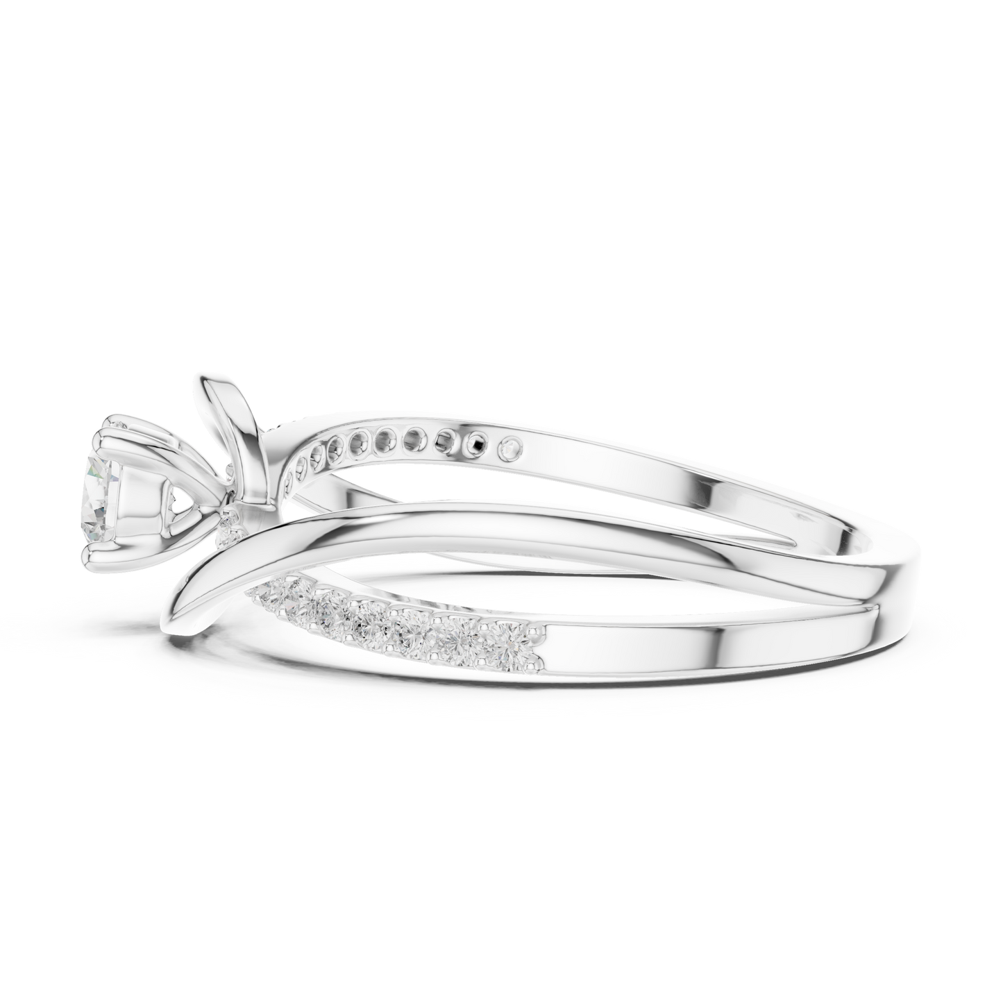 0.46 Carat Round Diamond Criss Cross Bypass Ring | Yellow Gold