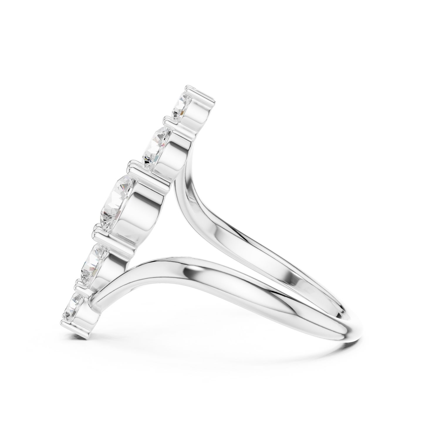 1.59 Carat Vertical Graduated Diamond Bypass Ring | Yellow Gold