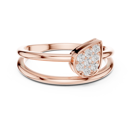 0.14 Carat Diamond Pear Cluster Double Band Ring | Yellow Gold