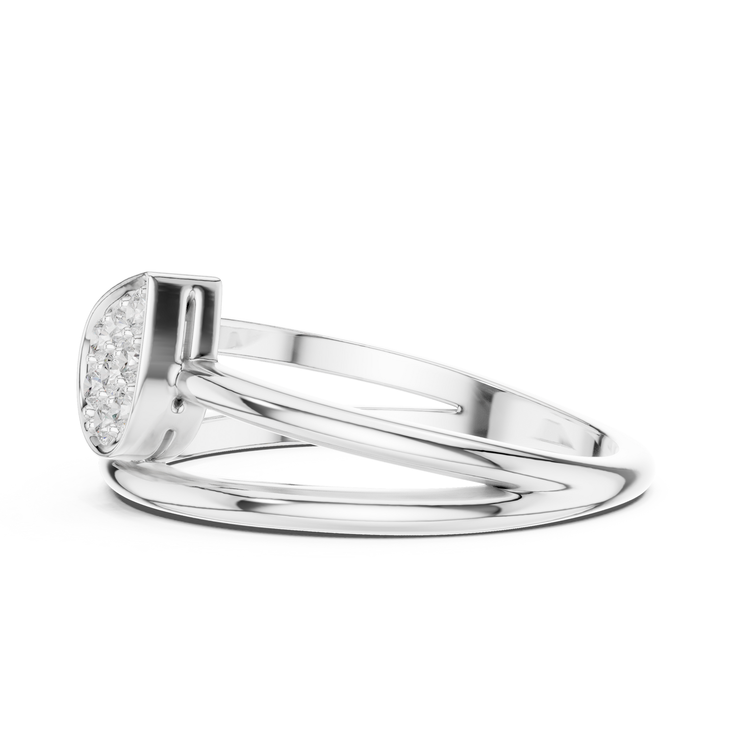 0.14 Carat Diamond Pear Cluster Double Band Ring | Yellow Gold