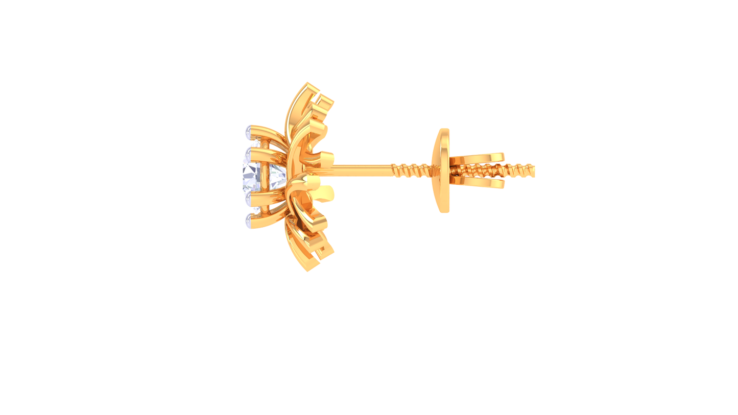 Delicate Bloom Studs Earrings With Diamond and Gold - 0.38 Ct