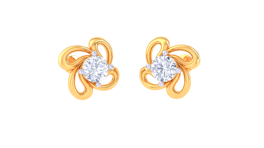 Golden Bloom 0.39 Ct Diamonds In Sculpted Petal Studs