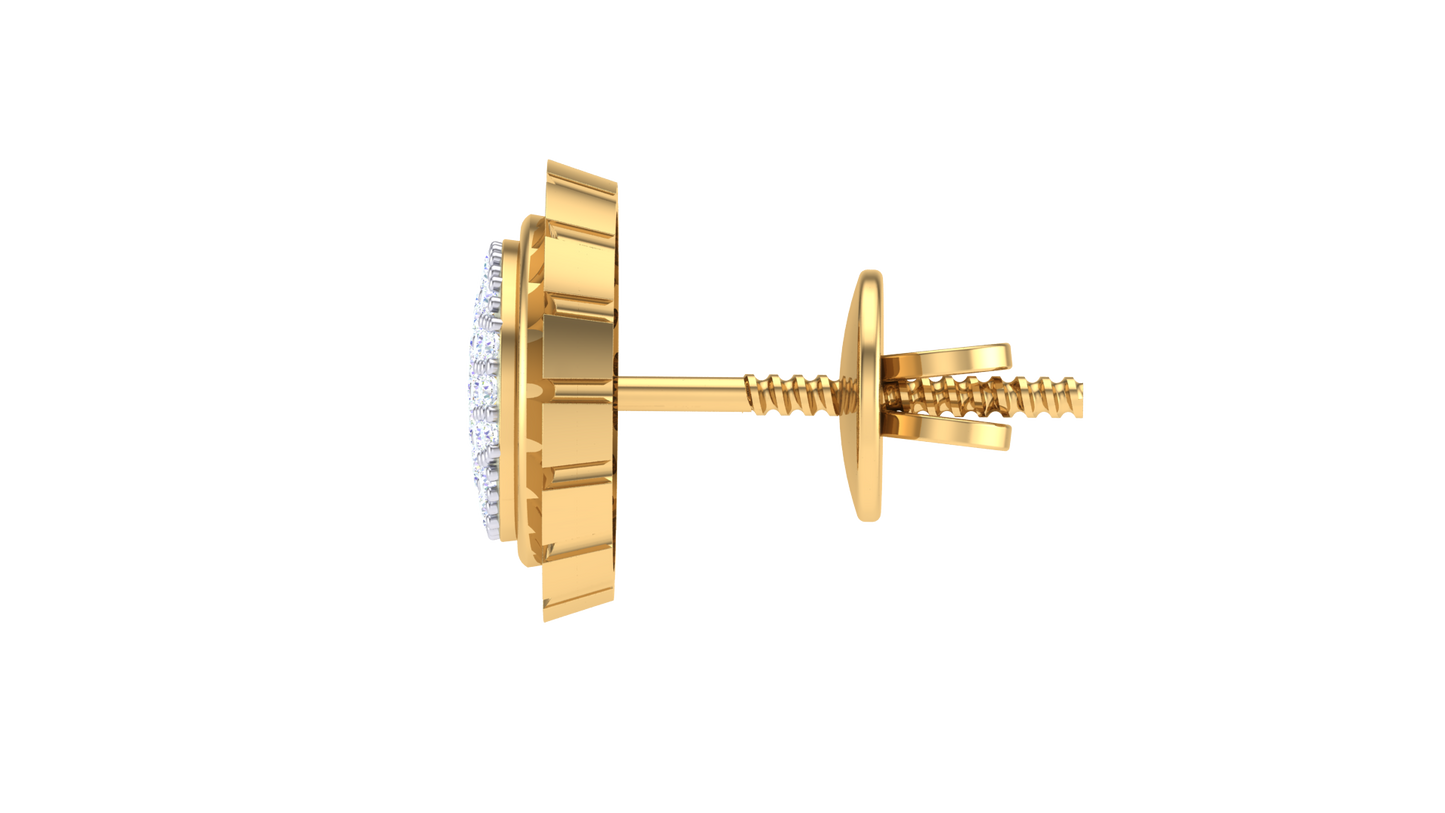 Royal Petel Stud Earrings In Gold - 0.10 Ct Dazzling Diaomnds