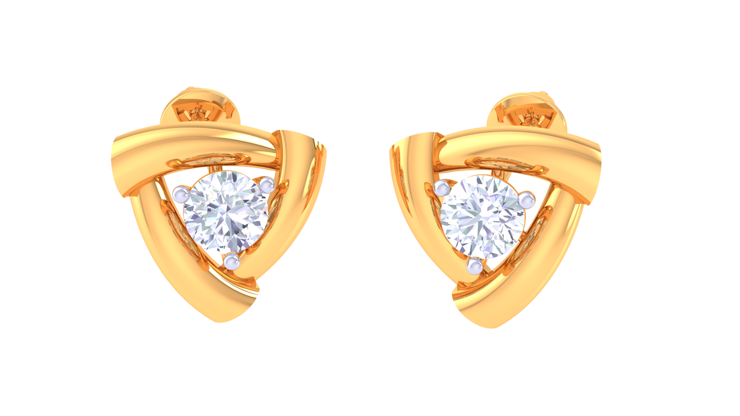 Trillion Cut Diamond Stud Earrings - 0.36 Ct