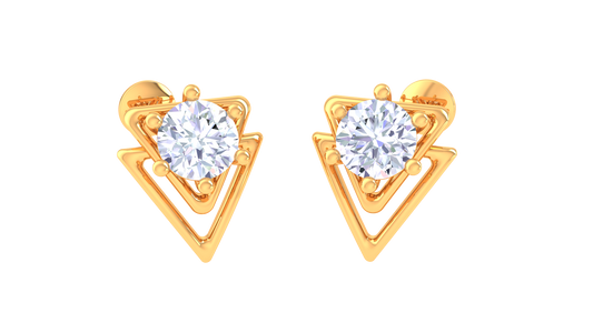 Diamond Studs Earrings In Golden Nested Triangles – 0.38 Ct