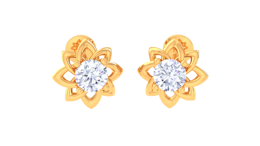 Floral Diamond Studs Earrings In Gold – 0.41 Ct