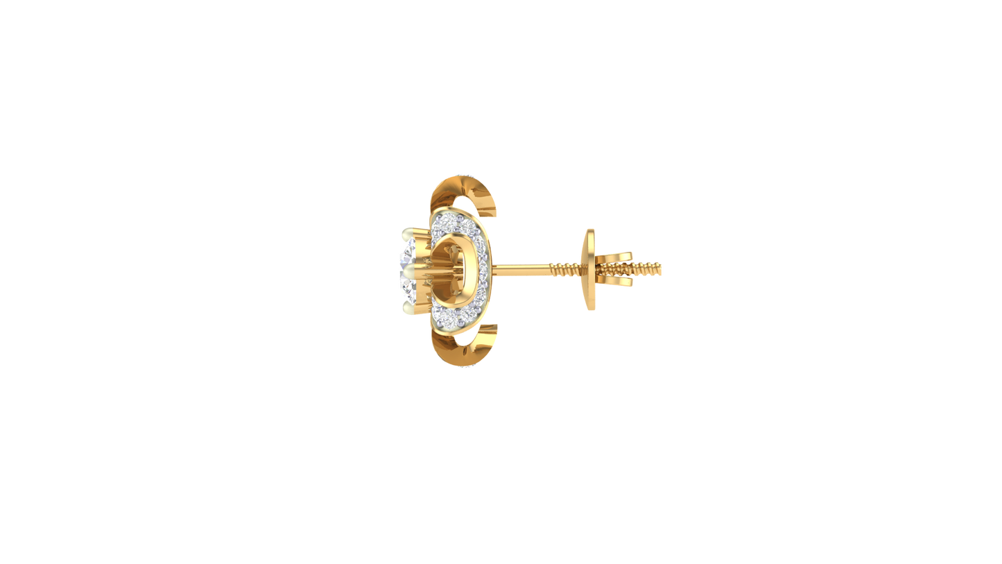 Floral Sparkle Stud Earrings In Gold - 0.49 Ct Round Cut Diamonds