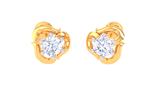 Rose Petal Diamond Stud Earrings In Gold - 0.37 Ct