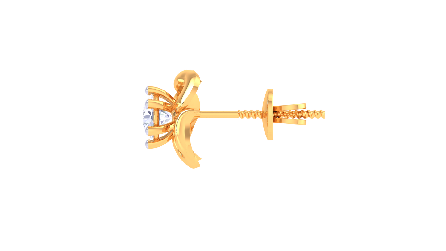 Rose Petal Diamond Stud Earrings In Gold - 0.37 Ct