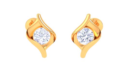 Ripple Sparkle Diamond Stud Earrings -0.39 Ct