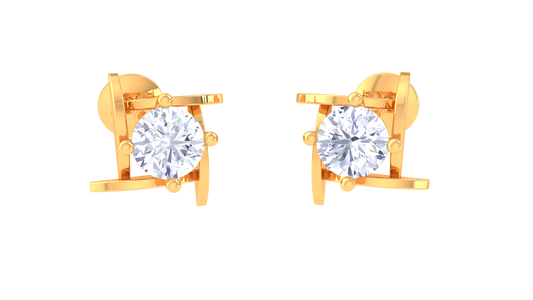 Classic Square Diamond Stud Earrings in Gold - 0.29 Ct