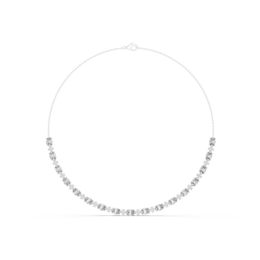 192.7ctw Oval Cut Aquamarine & Diamond Cluster Tennis Necklace in Yellow Gold
