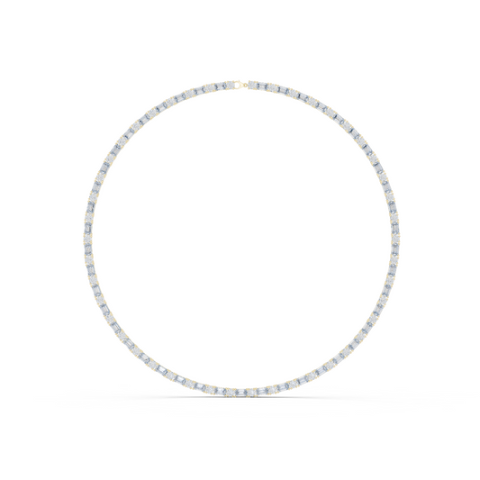 18.45ctw Solid Gold Emerald & Round Diamond Alternating Tennis Choker
