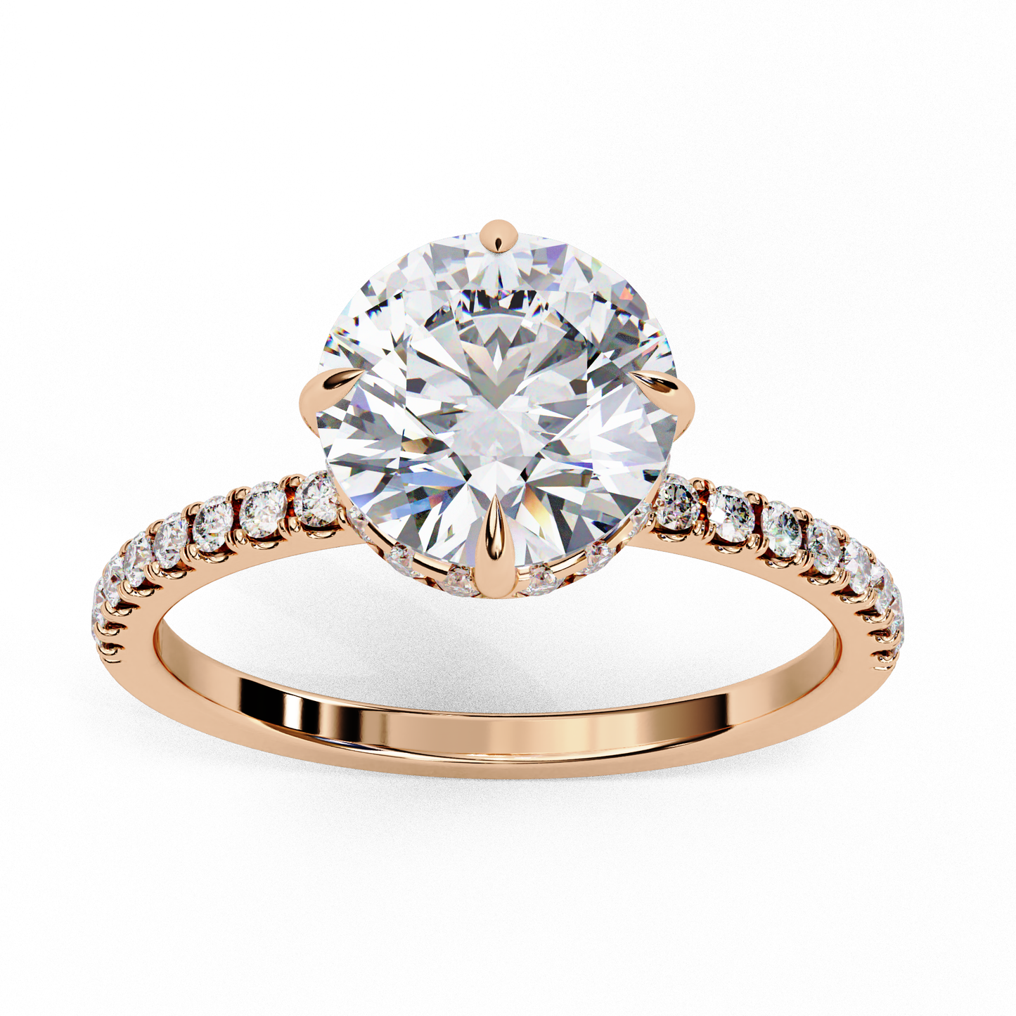 The Lumina Round Pavé Engagement Ring in Gold- 2.67 Ct