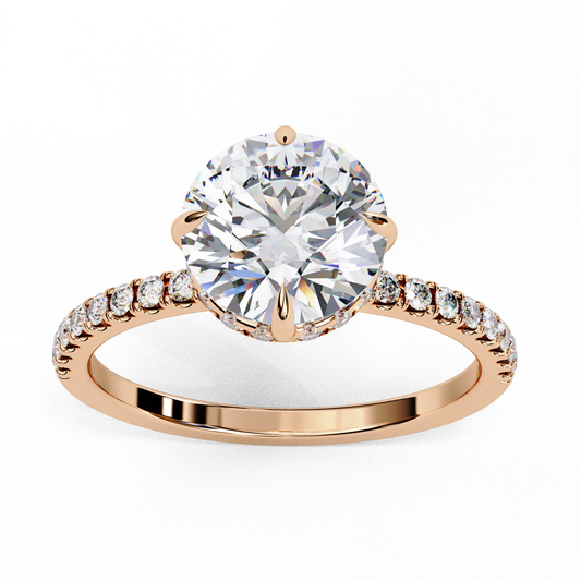 The Lumina Round Pavé Engagement Ring in Gold- 2.67 Ct