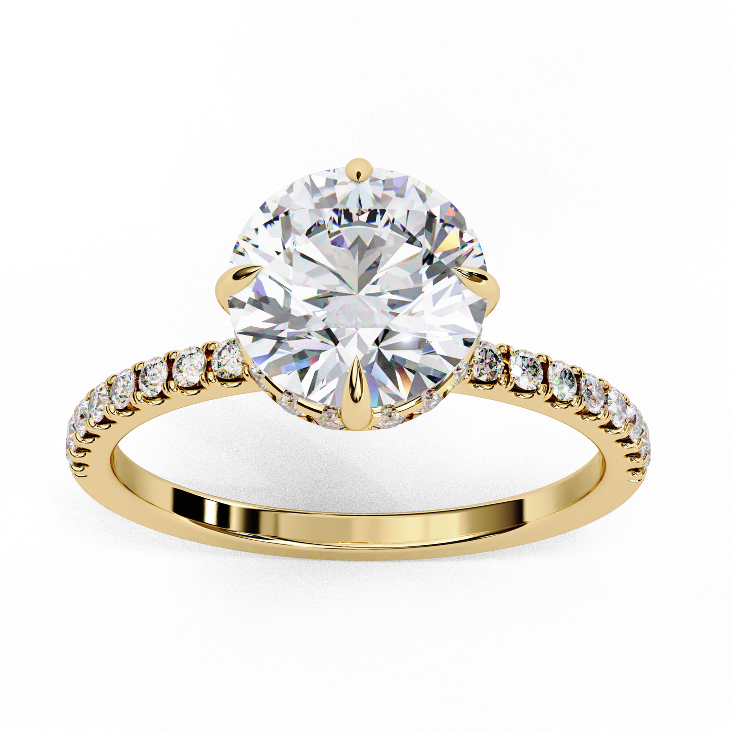 The Lumina Round Pavé Engagement Ring in Gold- 2.67 Ct