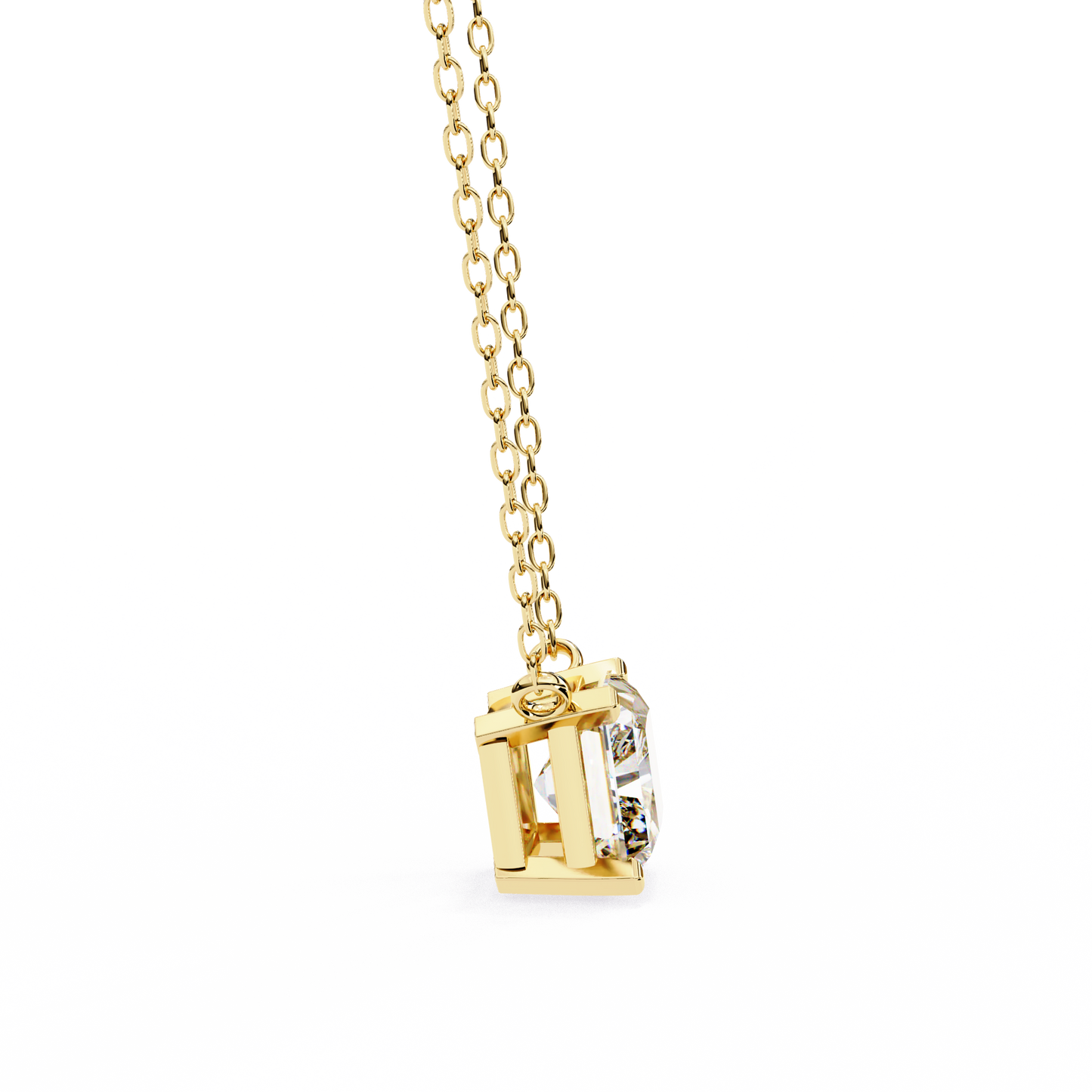 1.95ct Horizontal Radiant Solitaire Diamond Pendent in Yellow Gold