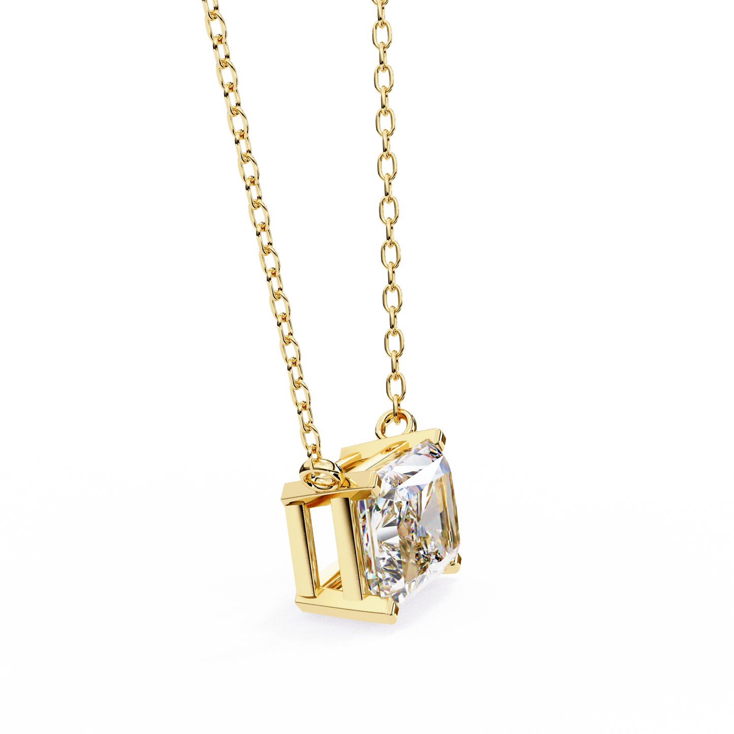1.95ct Horizontal Radiant Solitaire Diamond Pendent in Yellow Gold