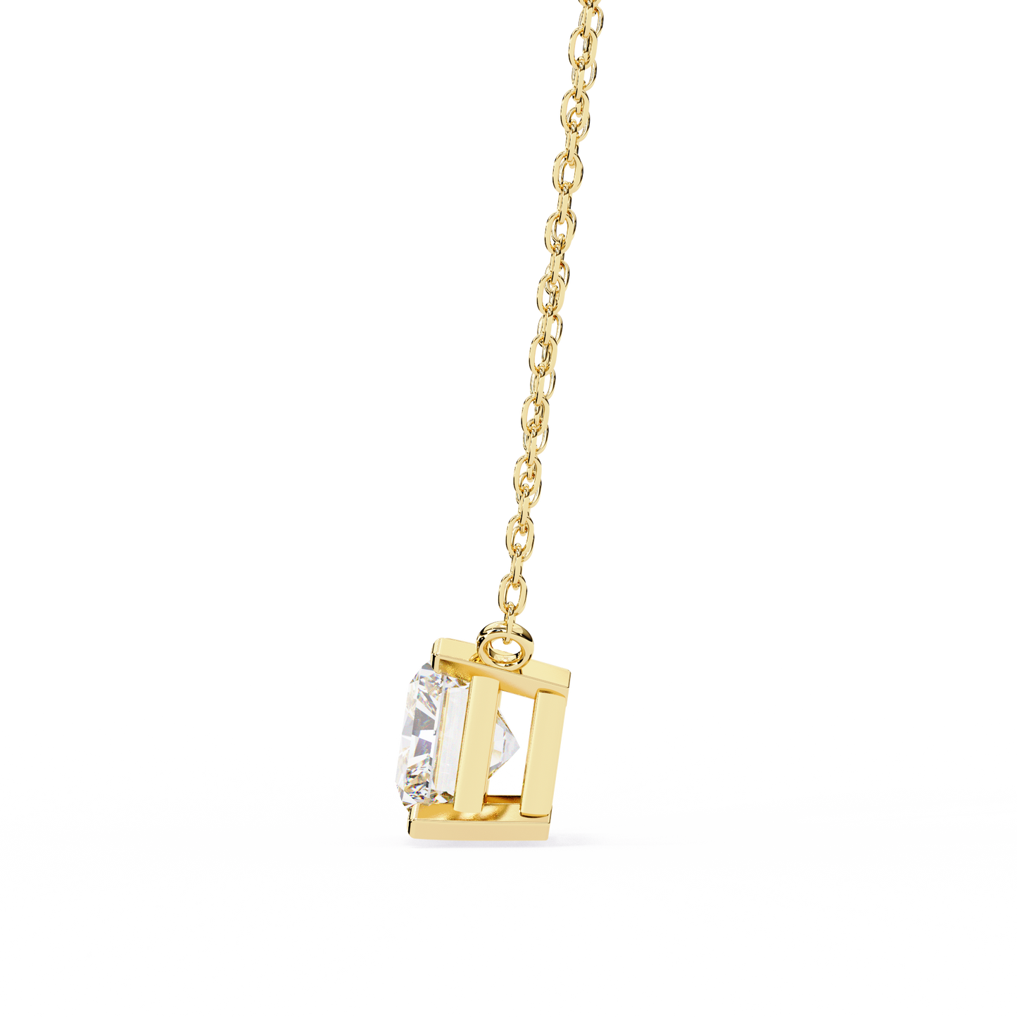 1.95ct Horizontal Radiant Solitaire Diamond Pendent in Yellow Gold