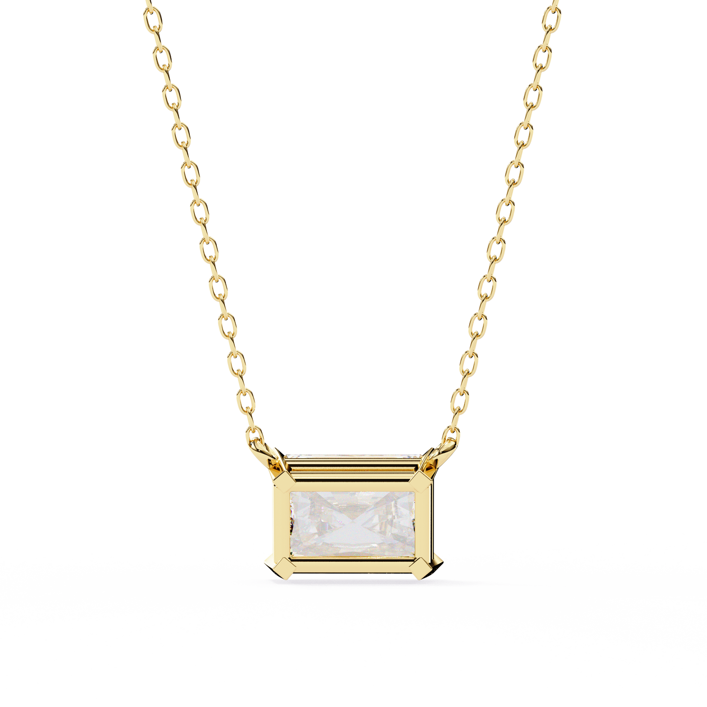 1.95ct Horizontal Radiant Solitaire Diamond Pendent in Yellow Gold