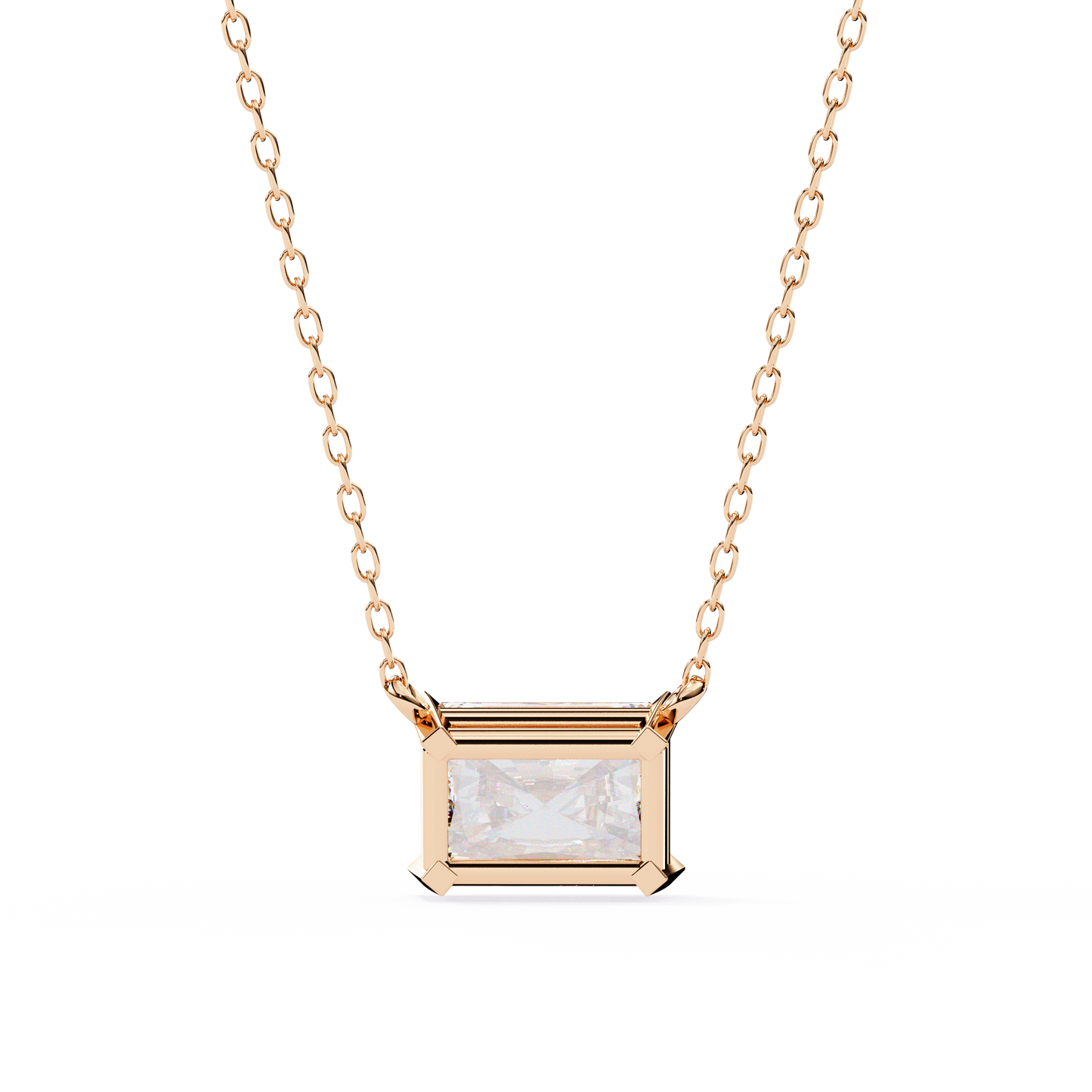 1.95ct Horizontal Radiant Solitaire Diamond Pendent in Yellow Gold
