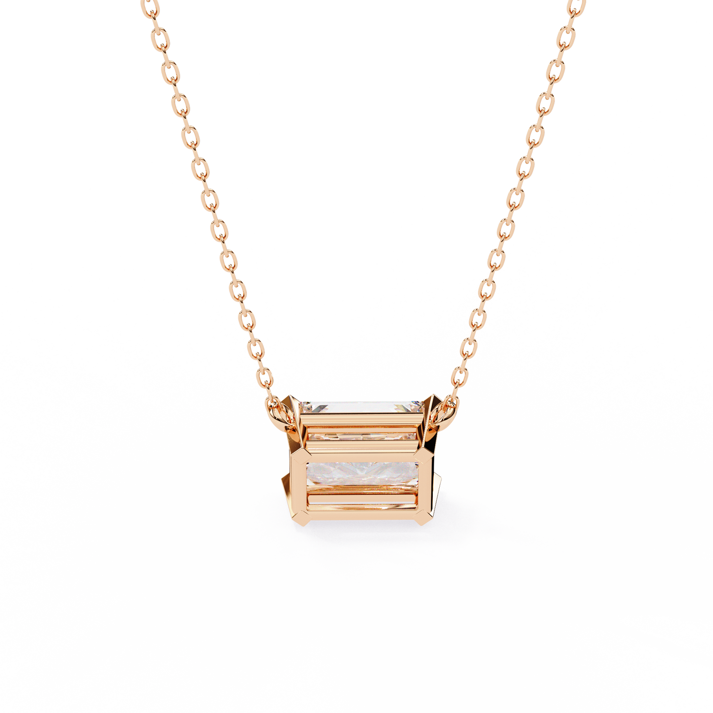 1.95ct Horizontal Radiant Solitaire Diamond Pendent in Yellow Gold