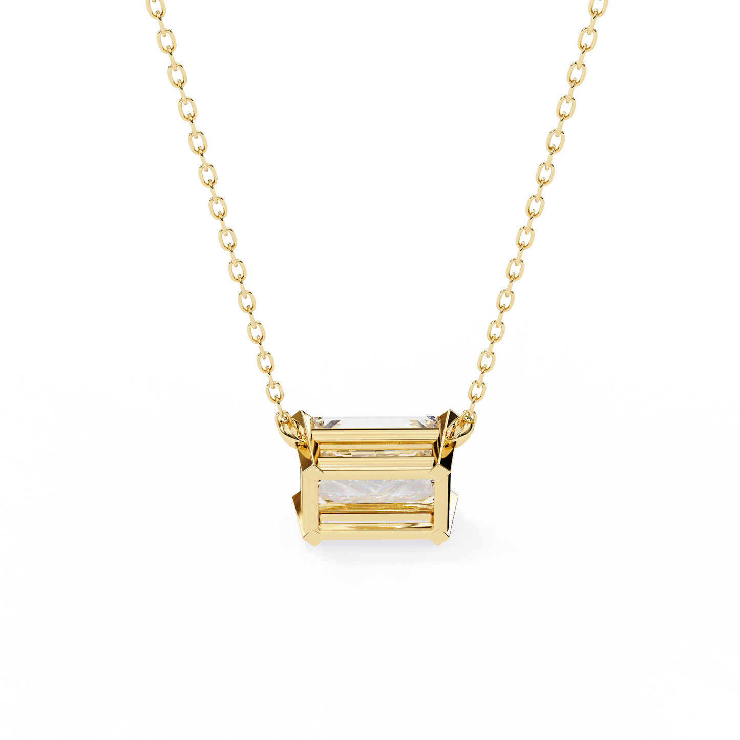 1.95ct Horizontal Radiant Solitaire Diamond Pendent in Yellow Gold