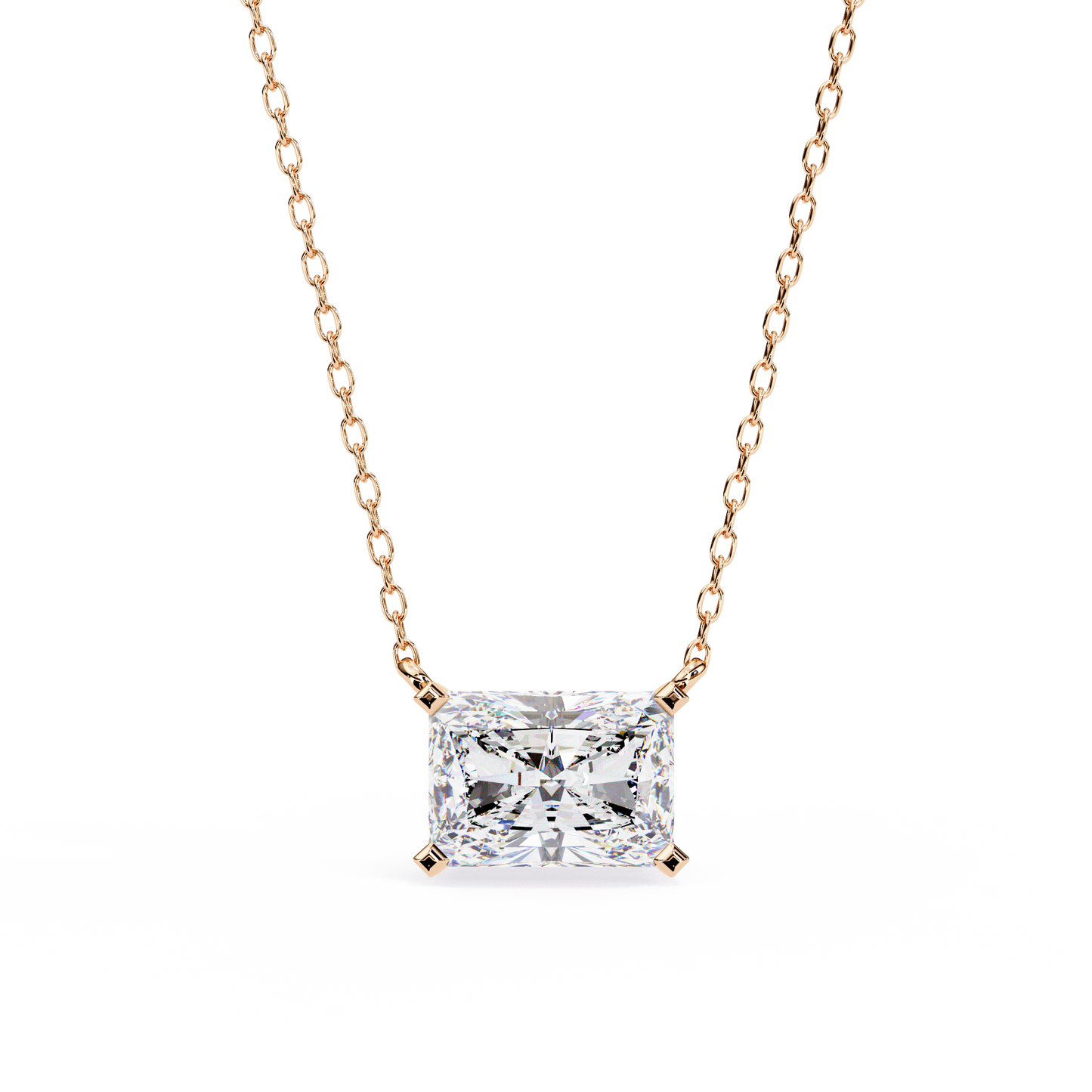 1.95ct Horizontal Radiant Solitaire Diamond Pendent in Yellow Gold