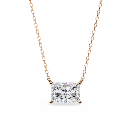 1.95ct Horizontal Radiant Solitaire Diamond Pendent in Yellow Gold