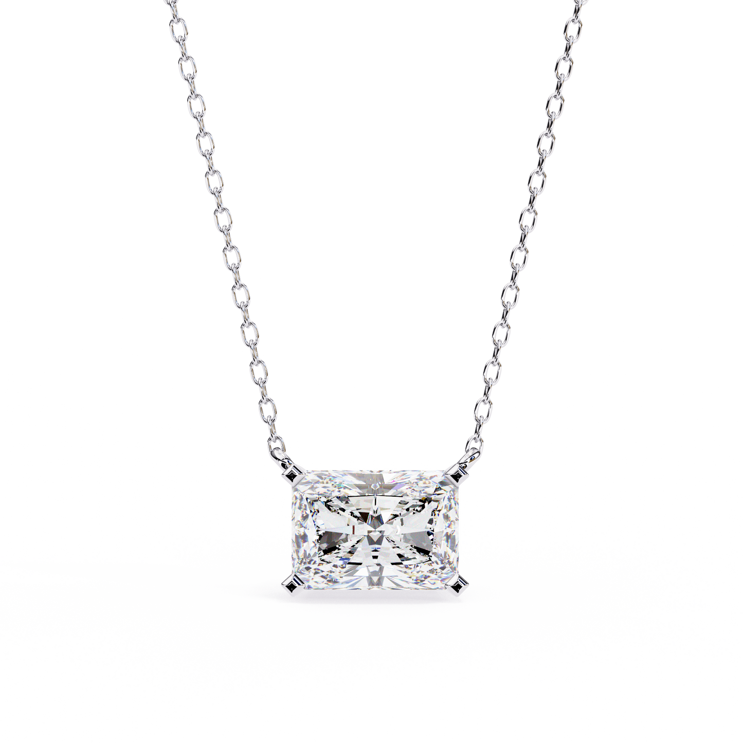 1.95ct Horizontal Radiant Solitaire Diamond Pendent in Yellow Gold
