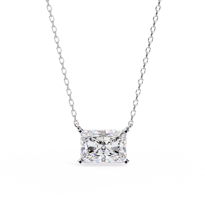 1.95ct Horizontal Radiant Solitaire Diamond Pendent in Yellow Gold