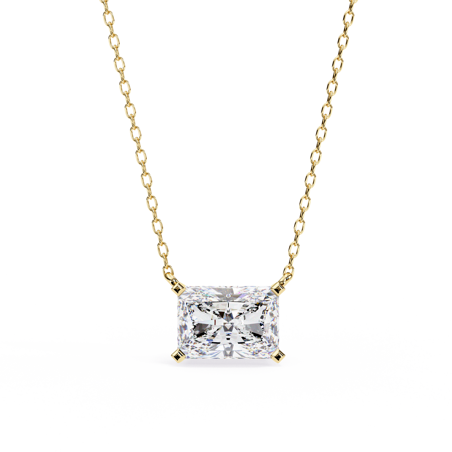 1.95ct Horizontal Radiant Solitaire Diamond Pendent in Yellow Gold