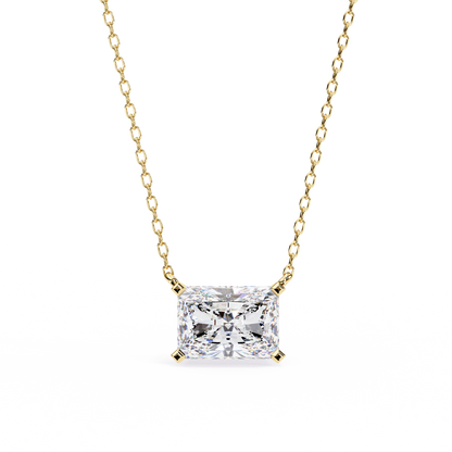 1.95ct Horizontal Radiant Solitaire Diamond Pendent in Yellow Gold