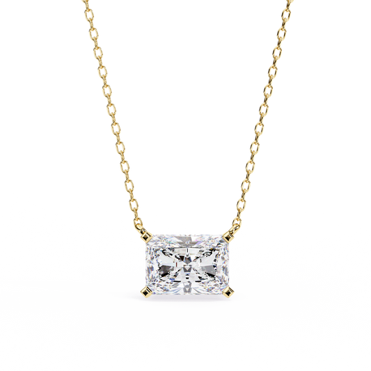 1.95ct Horizontal Radiant Solitaire Diamond Pendent in Yellow Gold