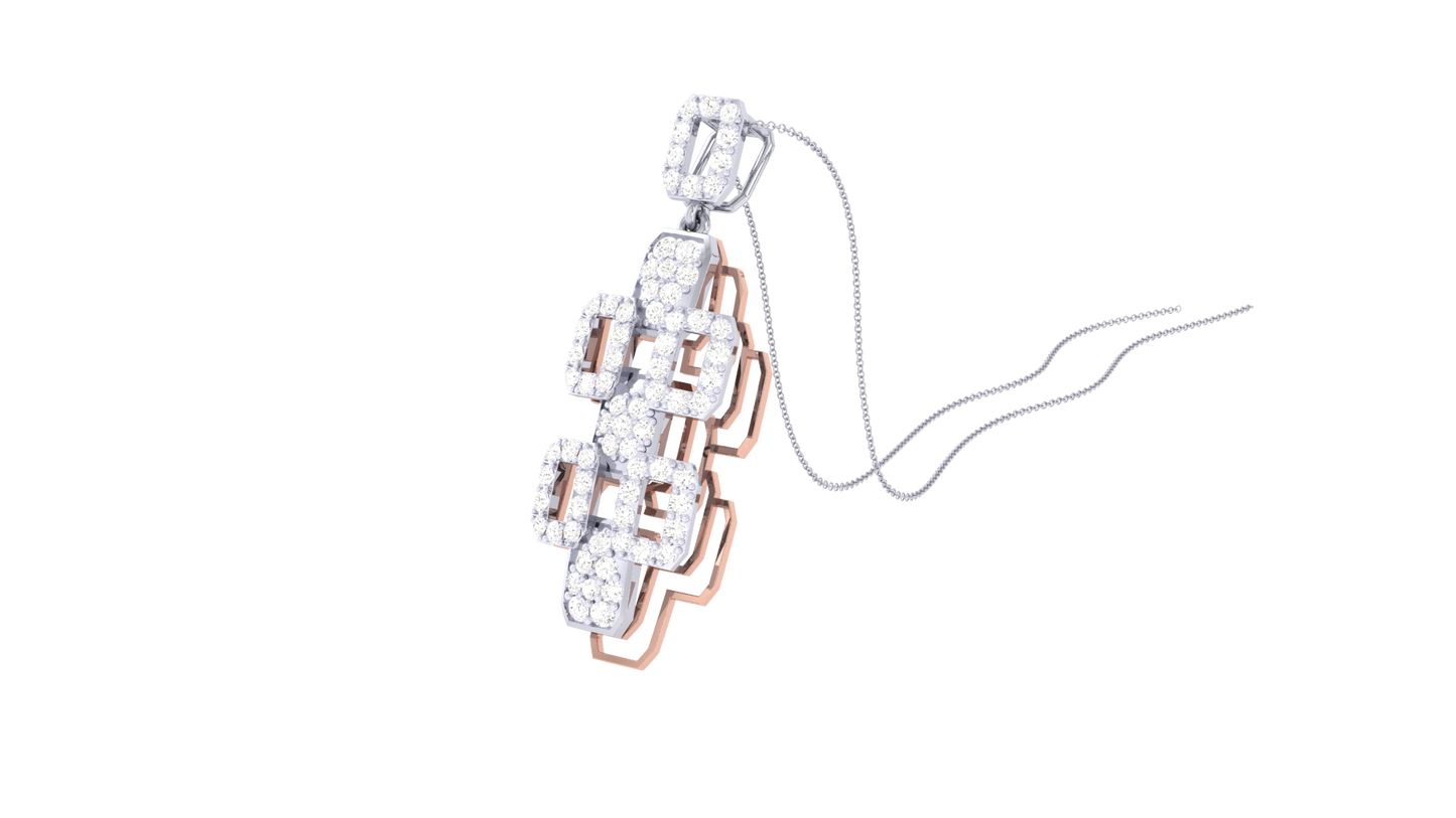 Geometric Cascade Pendent In Radiant Yello Gold - 0.57 Ct Brilliant Cut Diamonds