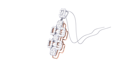 Geometric Cascade Pendent In Radiant Yello Gold - 0.57 Ct Brilliant Cut Diamonds