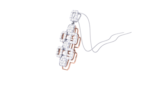 Geometric Cascade Pendent In Radiant Yello Gold - 0.57 Ct Brilliant Cut Diamonds