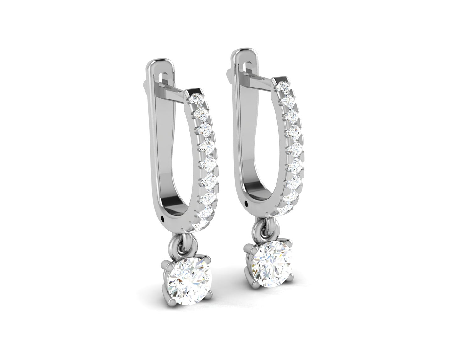 Infinity Sparkle Halo Hoop Earrings In White Gold - 0.87 Ct Round Brilliant Cut Diamonds
