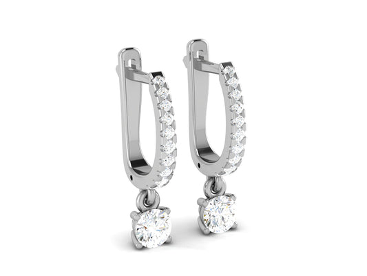 Infinity Sparkle Halo Hoop Earrings In White Gold - 0.87 Ct Round Brilliant Cut Diamonds