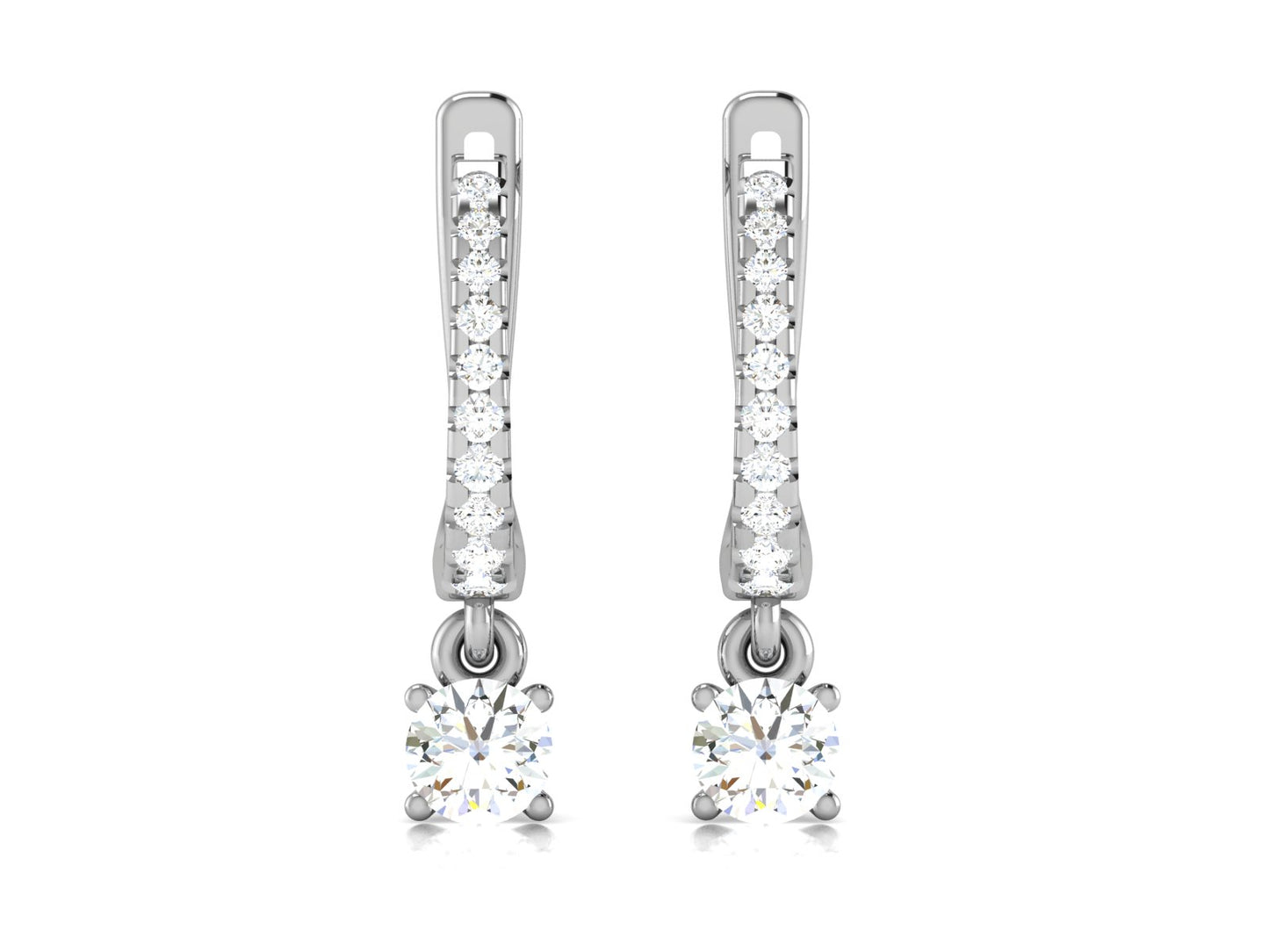 Infinity Sparkle Halo Hoop Earrings In White Gold - 0.87 Ct Round Brilliant Cut Diamonds