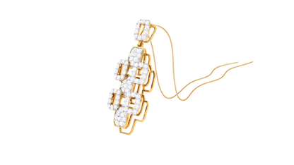 Geometric Cascade Pendent In Radiant Yello Gold - 0.57 Ct Brilliant Cut Diamonds