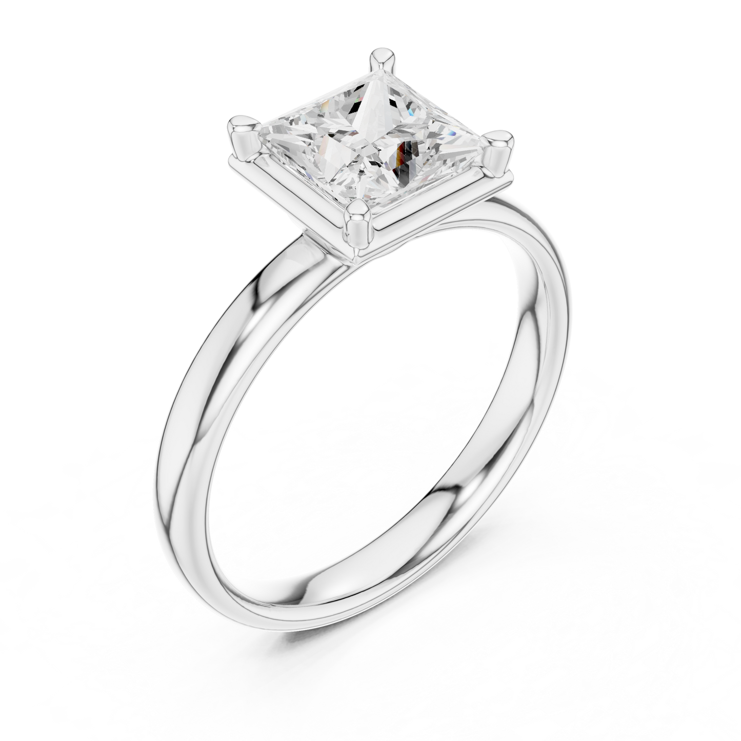 1.50 Carat Princess Cut Diamond Solitaire Ring | Yellow Gold