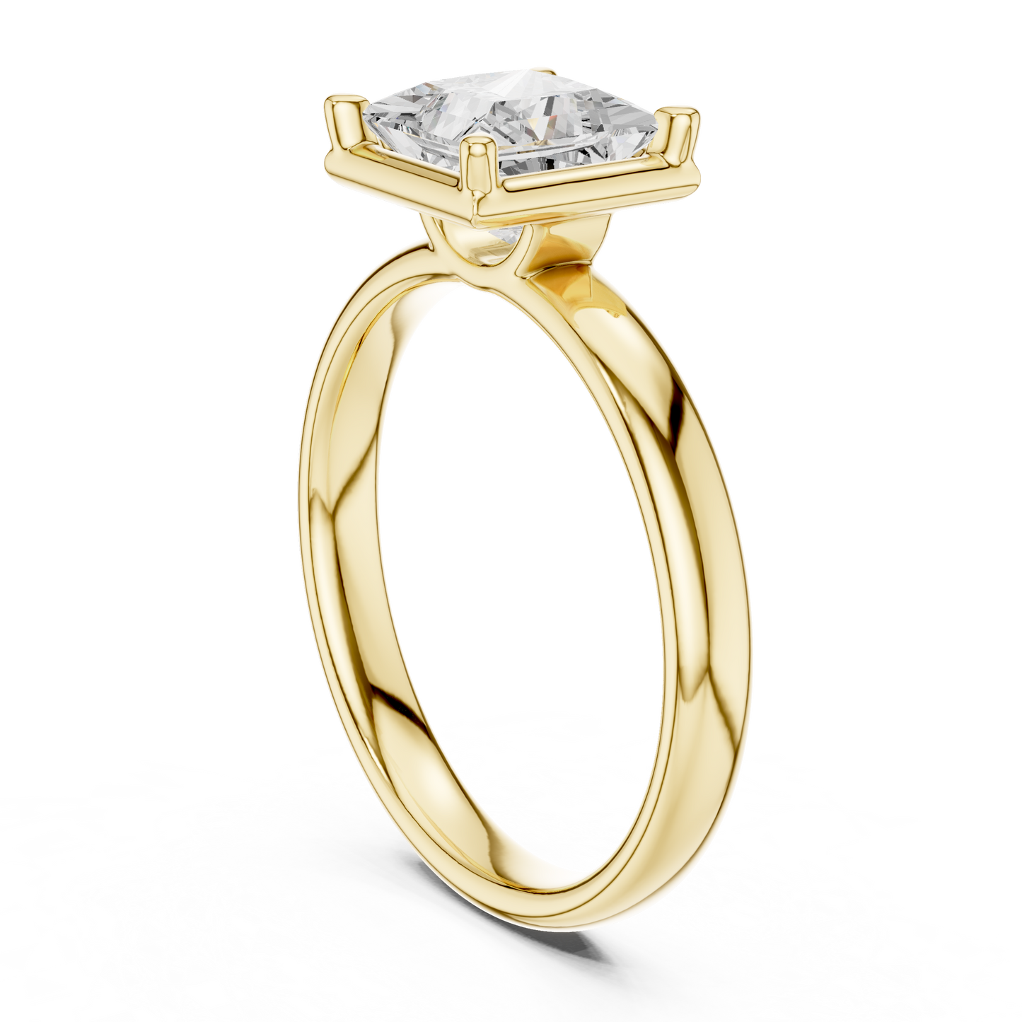 1.50 Carat Princess Cut Diamond Solitaire Ring | Yellow Gold