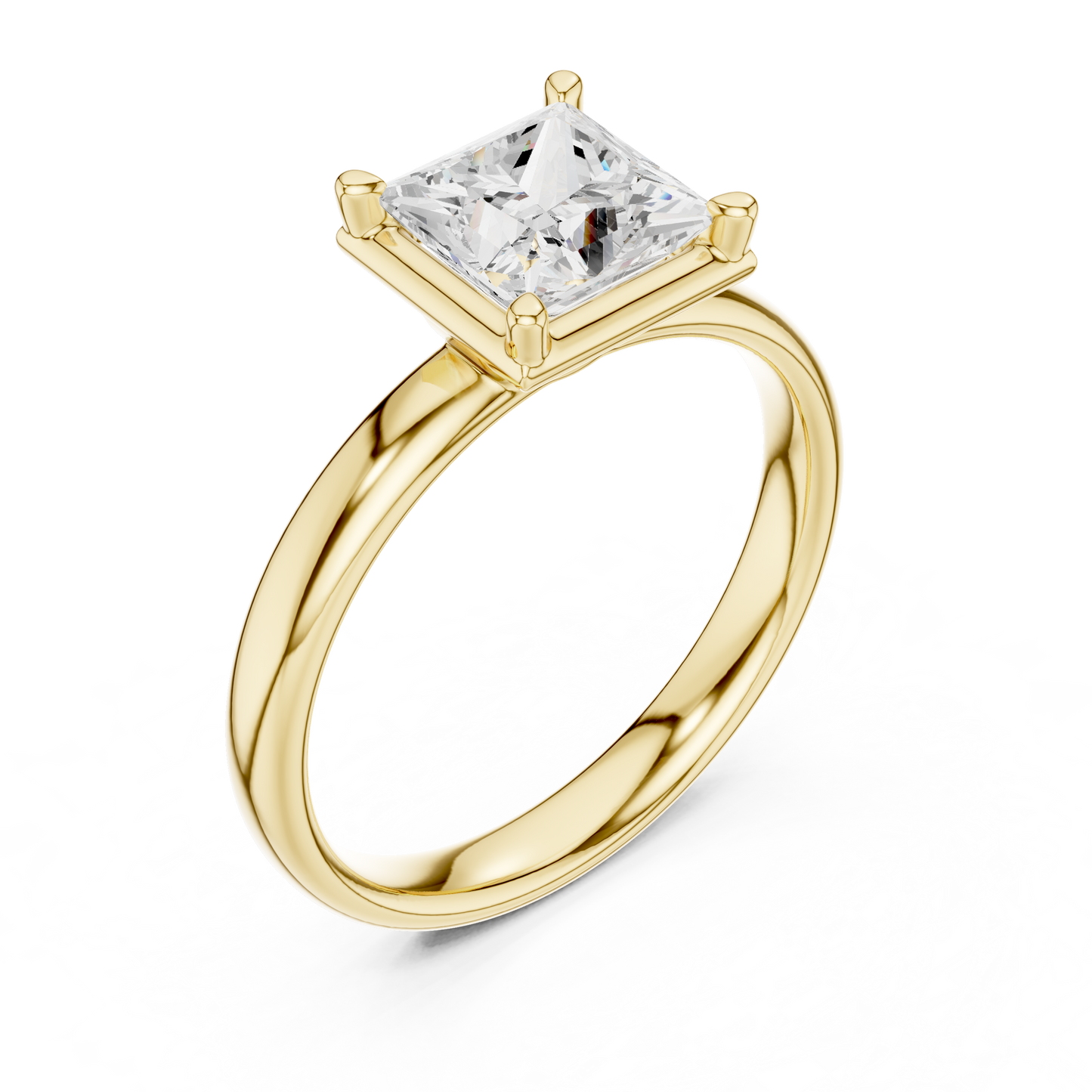 1.50 Carat Princess Cut Diamond Solitaire Ring | Yellow Gold