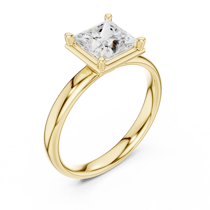 1.50 Carat Princess Cut Diamond Solitaire Ring | Yellow Gold