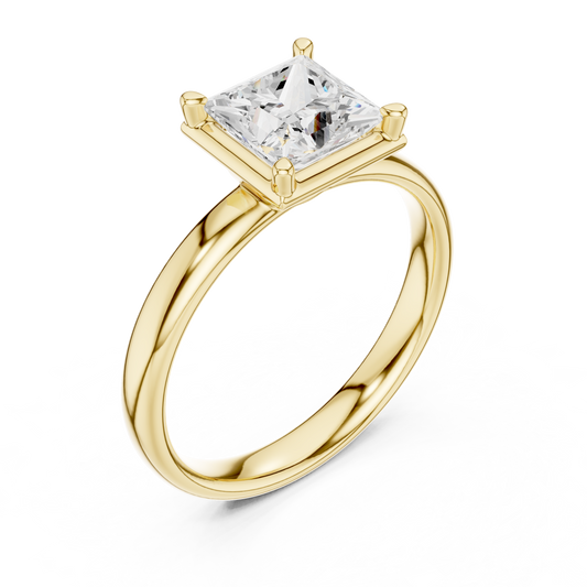1.50 Carat Princess Cut Diamond Solitaire Ring | Yellow Gold