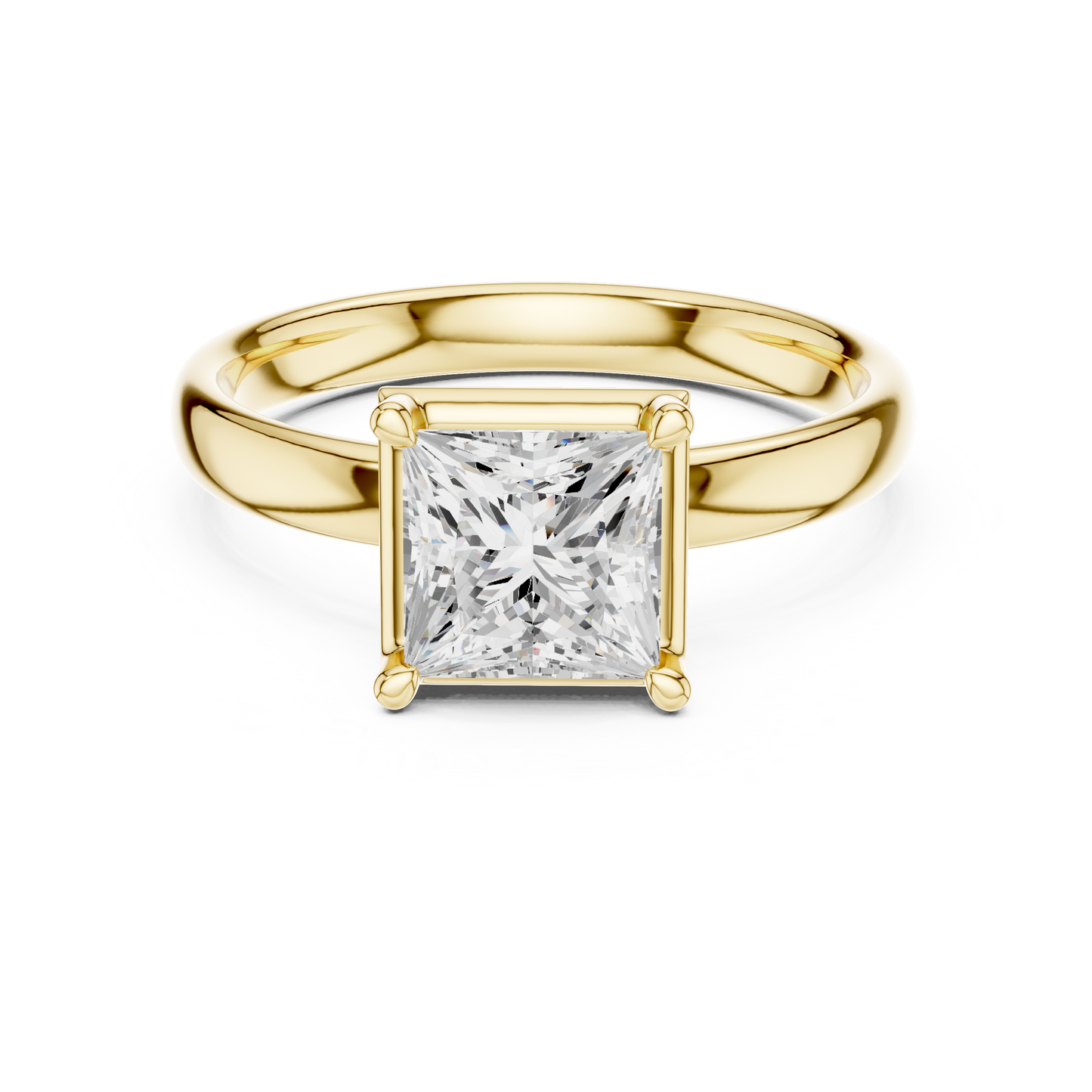 1.50 Carat Princess Cut Diamond Solitaire Ring | Yellow Gold