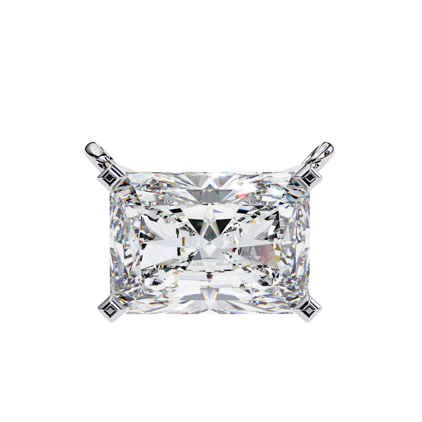 1.95ct Horizontal Radiant Solitaire Diamond Pendent in Yellow Gold