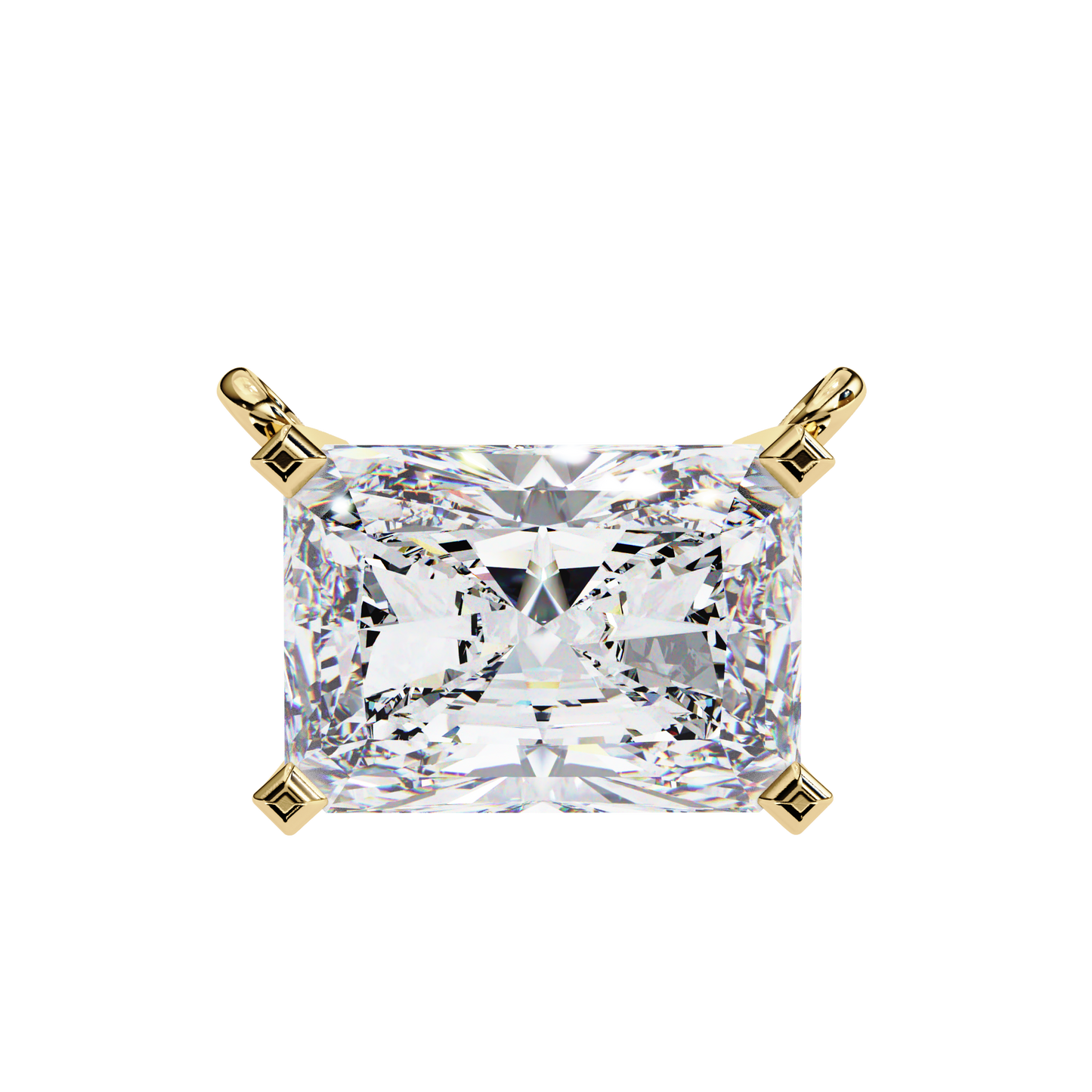 1.95ct Horizontal Radiant Solitaire Diamond Pendent in Yellow Gold