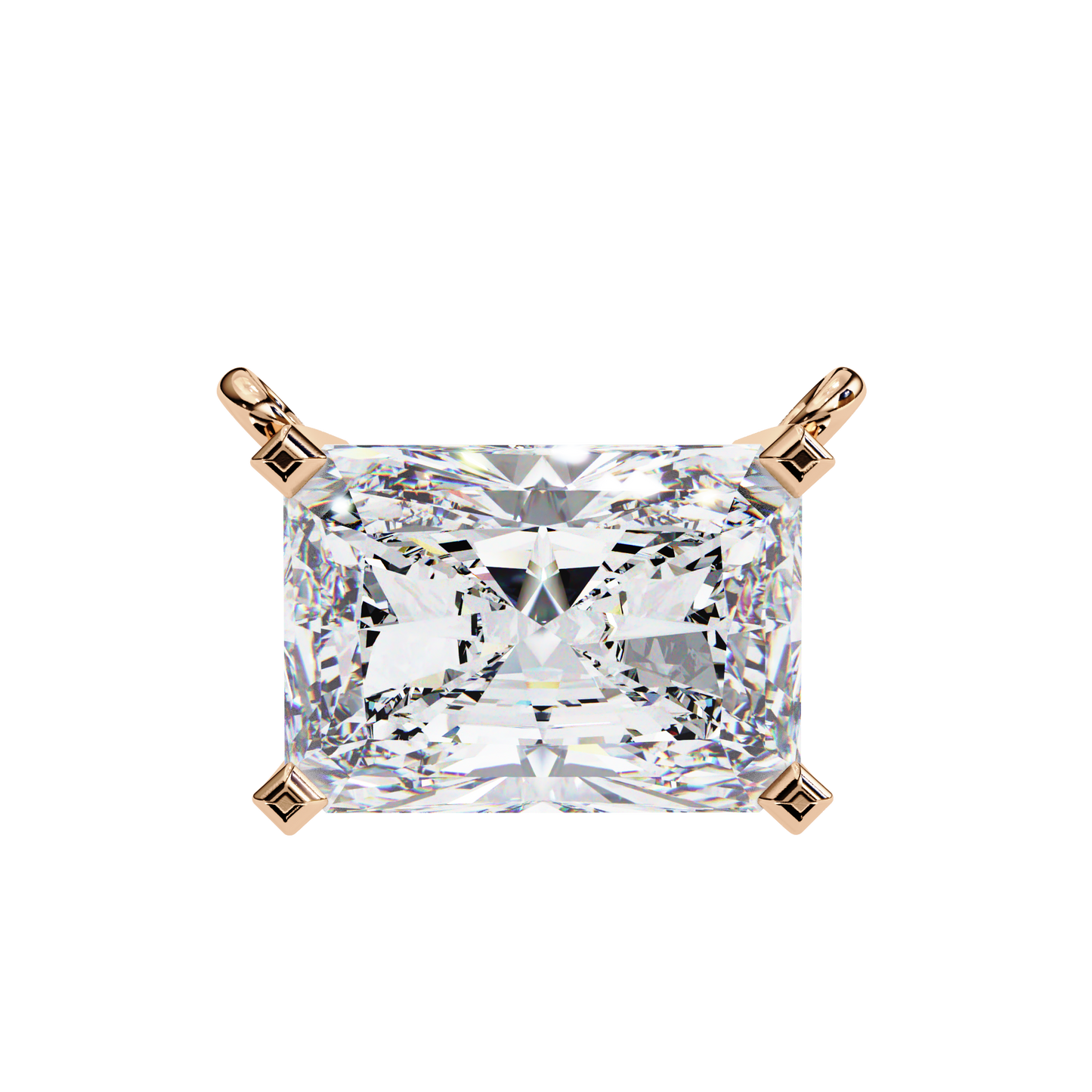 1.95ct Horizontal Radiant Solitaire Diamond Pendent in Yellow Gold